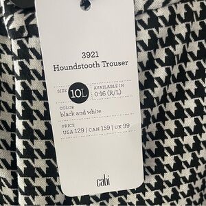 Cabi item #3921 Women’s Houndstooth Trouser size 10 Tall. Long inseam, brand new
